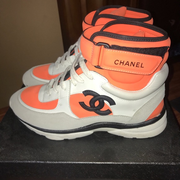 High Top Neon Orange Womens Chanel 